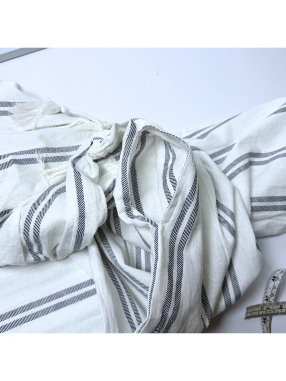 NWT Nautical Striped Strapless Wide Leg Jumpsuit Cotton Linen Blend Medium Chic - Picture 11 of 13